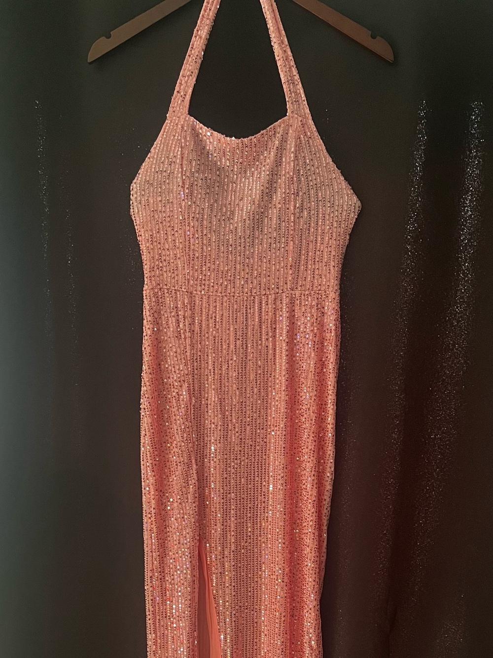 Strapless Sequin Evening Dress in Blush Pink